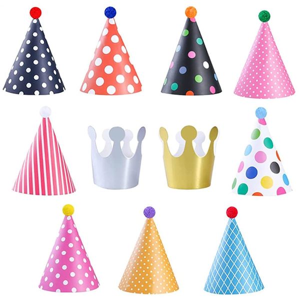 YINKE Crown, Triangular Hat, Crown, Birthday Celebration, Event Goods, Decoration, Accessory Accessories, Easy Decoration, Handmade Birthday Party Hat, For Adults and Children, Set of 11