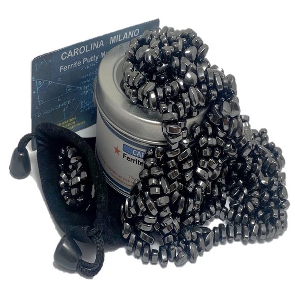 700 PCS Black Crags Ferrite Putty for Adults Ferrite Stones, Satisfying Fun Fidget Office Desk Toy, Shiny Black Color Beads with Separator Card, Storage Bag & a tin Box, 350gr