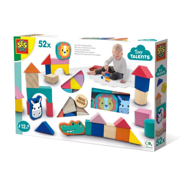 SES Creative 13143 Wooden Building Blocks, Multi, One Size