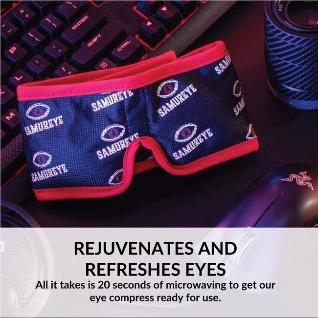 Bruder Samureye Gaming Enhancement Mask l Microwaveable moist heat mask l Improve gaming performance l Faster Reaction Times l Rejuvenates and Refreshes Eyes l Comfortable adjustable and hand washable