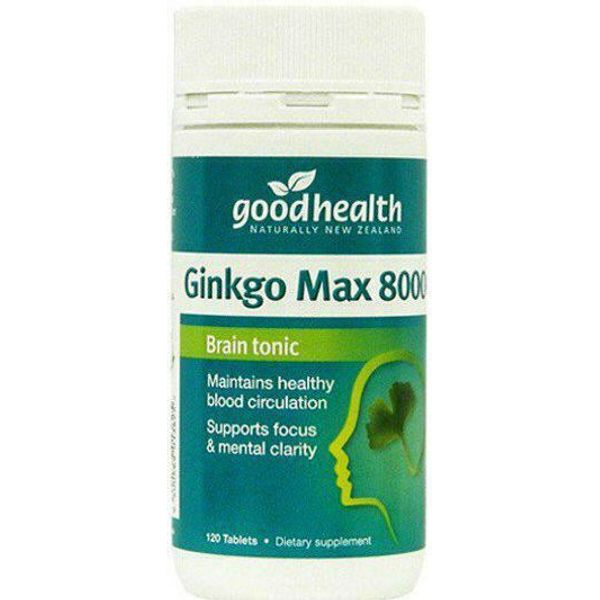 Good Health Ginkgo Max 8000 Tablets 120 - Brain Tonic - made in New Zealand