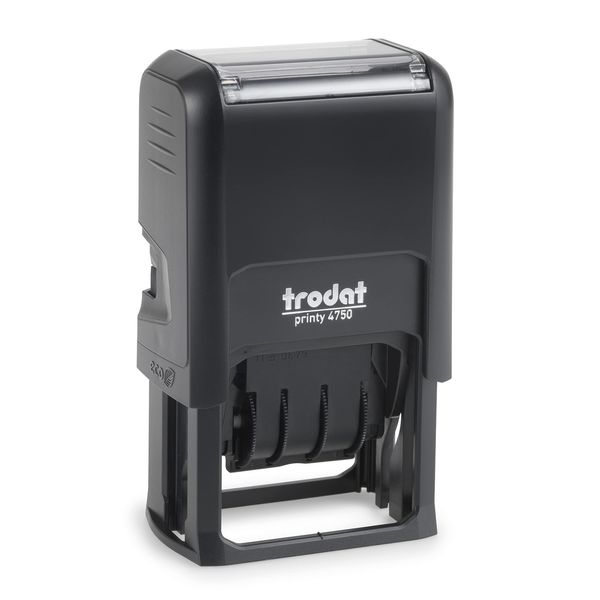 Trodat Printy 4750 Self Inking Date Stamp with Phrases Received, Paid, Entered, FAXED – Blue and Red Ink, 1" x 1-5/8"