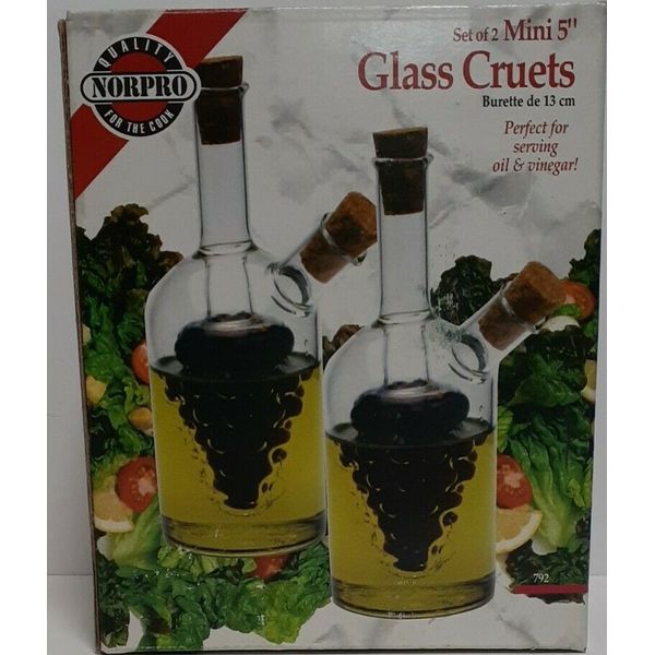 Norpro 792 Oil and Vinegar Cruets, Set of 2, Clear New open box