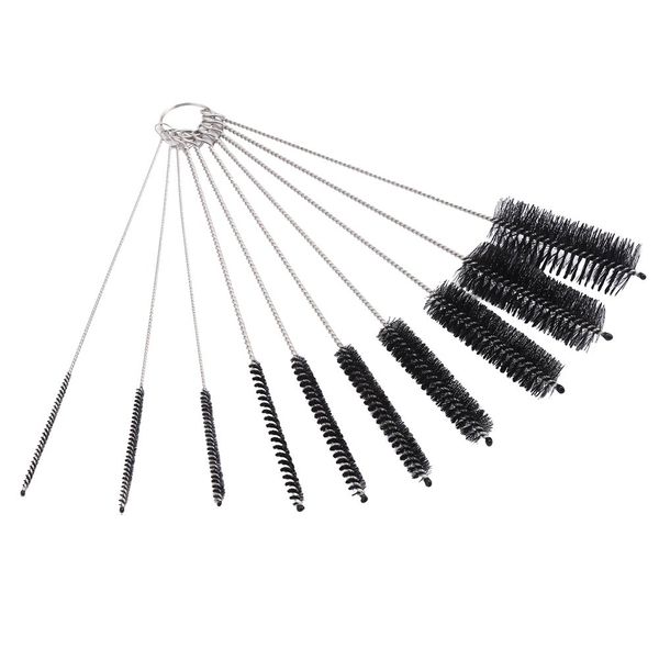 DECORA 10 Pieces Nylon Cleaning Bottle Brush Pipe Cleaning Brushes Tube Brushes Tube Bottle Straw Washing Cleaner Bristle Kit Tool Black