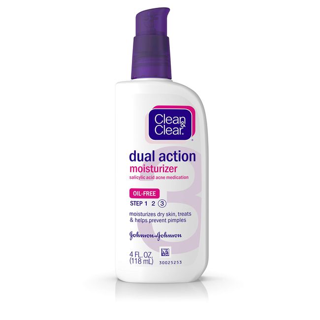 Clean & Clear, Dual Action Moisturizer, Salicylic Acid Acne Medication, 4 fl oz (118 ml)