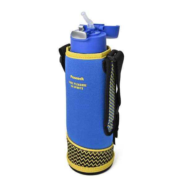 Peacock Thermos Industrial APA-F90 A Peacock Water Bottle, For Children, 30.4 fl oz (900 ml), Cold Insulation, Includes Straw Pouch, For Kids, Straw Bottle, Blue