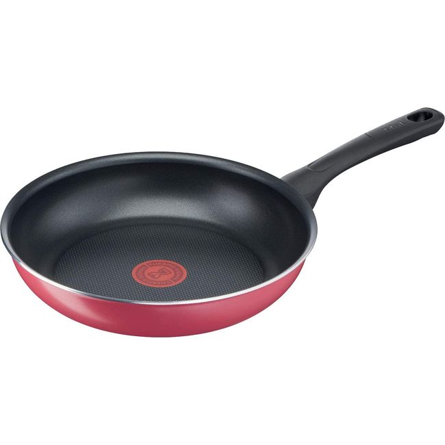 Tefal B55905 Cranberry Red Frying Pan, 10.2 inches (26 cm), Compatible with Gas Fire, Non-Stick Red