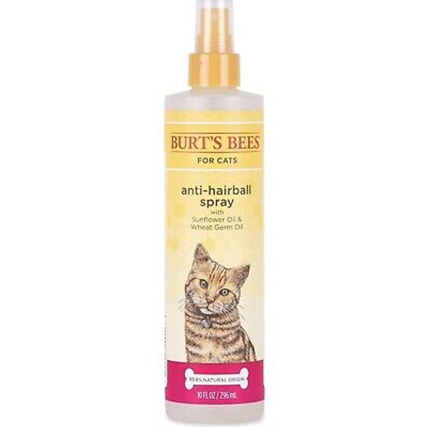 Burt's Bee Anti-Hairball Cat Pet Spray Wheat Germ Oil & Sunflower Oil 10 Oz New