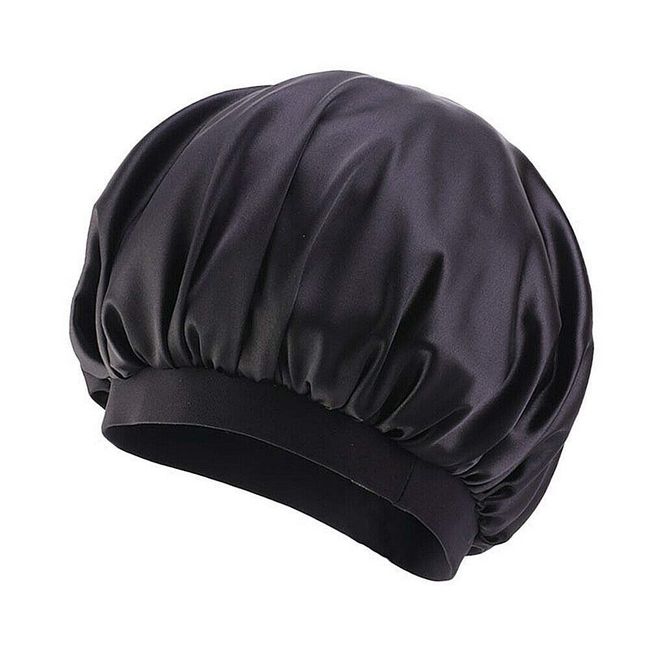 Women Satin Night Sleep Cap Hair Bonnet Hat Silk Head Cover Wide Elastic  Band