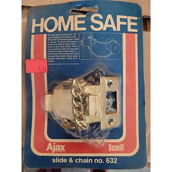 Vintage Ajax-Scoville Homesafe Slide And Chain No. 632 Security Lock Front Door