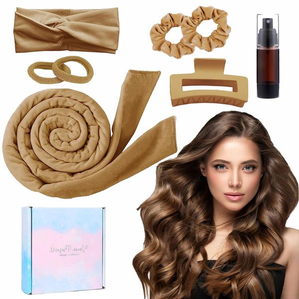 Lockenwickler Haar Locken Ohne Hitze, Heatless Natural Wavy Hair Curler mit Stirnband und Sprühflaschen DIY Lazy Curls Band Frisurenset für Langes Mittleres Haar