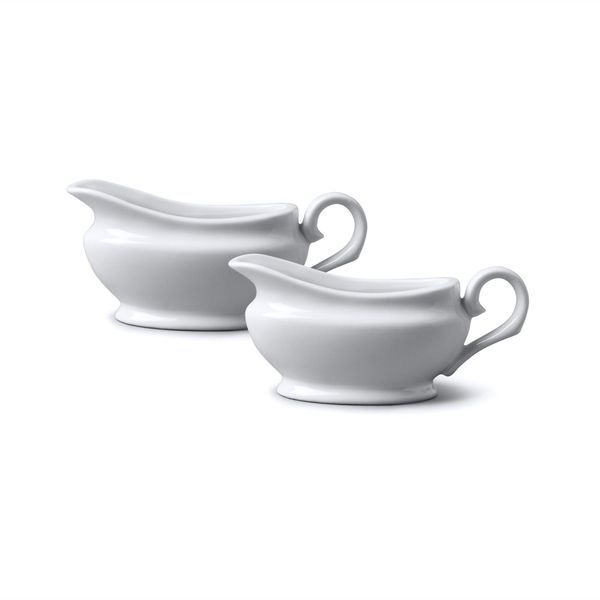 WM Bartleet & Sons 1750 TSET31 Wm Bartleet & Sons Set of 2 Traditional Porcelain Gravy and Sauce Boats 90ml, White