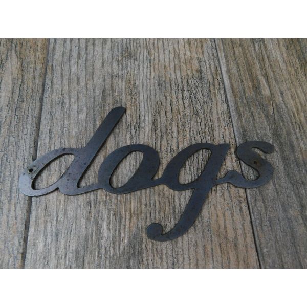 DOGS Metal Wall Art Word Metal Sign Decor, Steel rustic DIY CRAFT supplies Pets