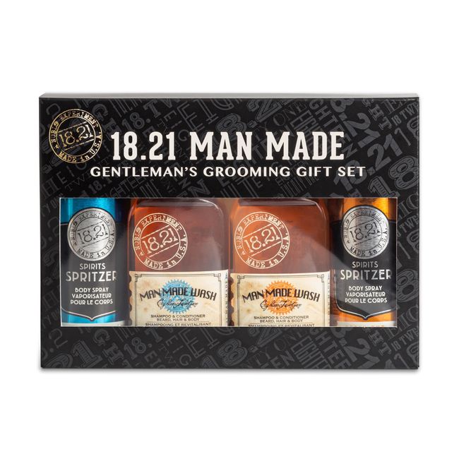 18.21 Man Made Wash And Spirits Spritzer Grooming Gift Set, Absolute Mahogany & Noble Oud