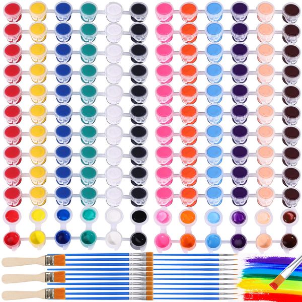 Extrapins Acrylic Paint Set for Kids,171 Pcs Washable Paint Set,Mini Paint for Kids & Adults,Acrylic Paint Strips with 24 Pcs Paintbrushes,3 Pcs Brushes Perfect for Home Classroom Party Favors