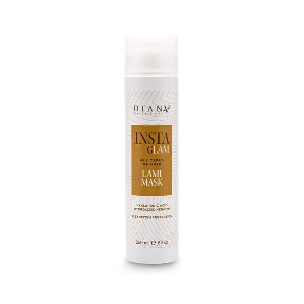 DIANA BEAUTY CREATIVE - INSTAGLAM Homecare Lami Mask I Haarmaske I Pflegt das Haar I Glanzeffekt I Feuchtigkeitsspendende Funktion I Lang Anhaltende Wirkung I 250 ml