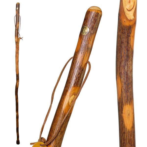 Brazos Rustic Wood Walking Stick, Hickory, Traditional Style Handle, for Men & Women, Made in the USA, 41"