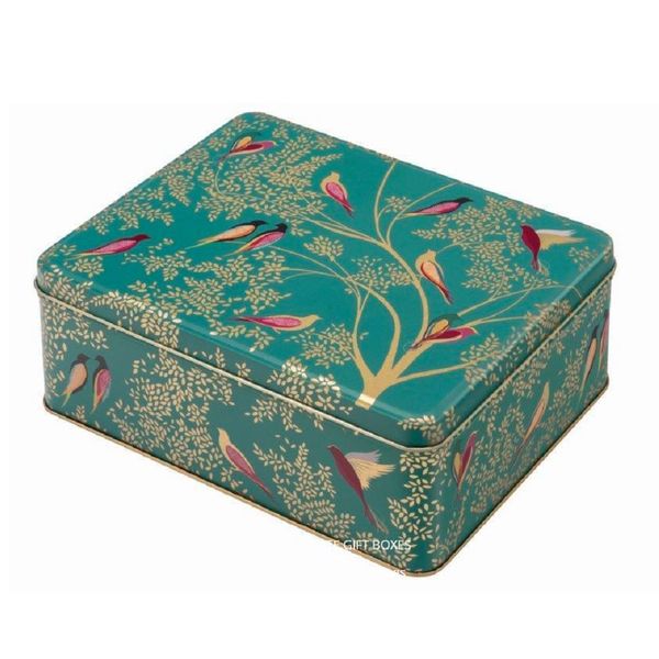 Sara Miller - Green Birds Deep Rectangular Tin