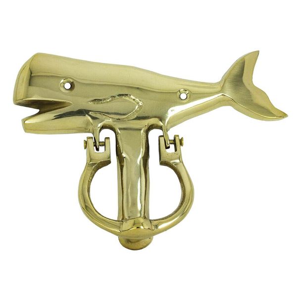 Decorative Whale Hardware Door Knocker Polished Brass Beach House Sea