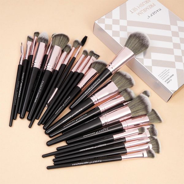 Make-up-Pinsel, 25-teiliges Make-up-Pinsel-Set für Grundierung, Lidschatten, Rouge, Blending Concealer, Gesichtspuder, Augen, Make-up-Pinsel-Set mit Geschenk-Box (schwarz)