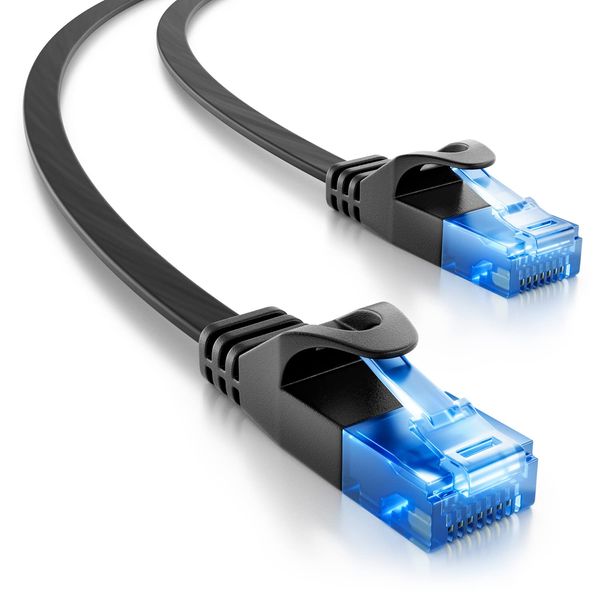 deleyCON CAT 6 Flat Cable Patch Cable U/UTP Black