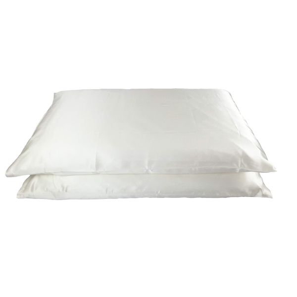 Jasmine Silk Pair of 100% 19 Momme Charmeuse Silk Pillowcases (IVORY) 50 cm x 75 cm - RRP £70
