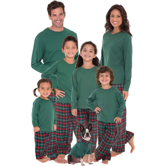 PajamaGram Christmas Pajamas For Family, Red & Green Plaid, Men's XL