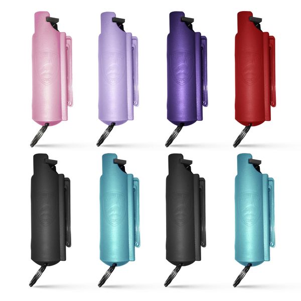 Quick Action Pepper Spray Keychain - Maximum Strength MC 1.44, Pepper Spray Range up to 16 ft, Made in USA by Guard Dog (Light Pink/Lilac/Purple/Red/Teal/Black (8 Pack))