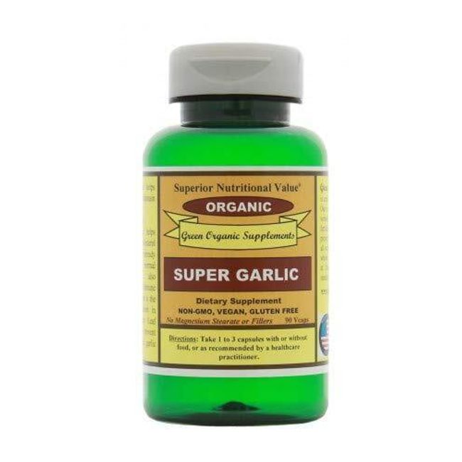 Green Organic Supplements' Super Garlic, 90 VCaps, Maintain Cholesterol Levels