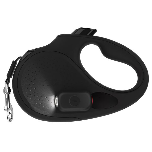 TUG Oval 360° Tangle-Free Retractable Dog Leash | Flashlight Included | Integrated Waste Bag Dispenser Pocket (Small, Black)