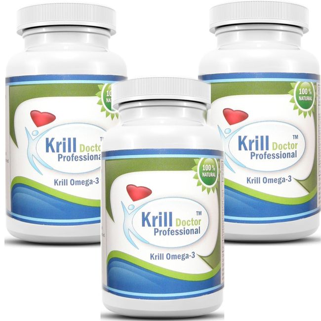 3 Bottles Antarctic Red Krill Oil 1200mg Omega-3 EPA DHA Astaxanthin 180 Count