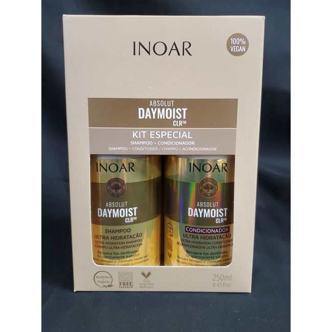 INOAR Absolut DayMoist CLR Shampoo & Conditioner Special Kit 8.45fl.oz ea VEGAN