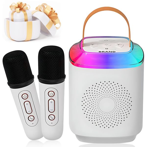 Mini Karaoke Machine for Kids Adult：2 Wireless Microphones Karaoke for Kids Adults - Portable Bluetooth 5.3 Speaker - Gifts for Girls Age 4-11+ Year Old Birthday Christmas Party Gifts Supplies