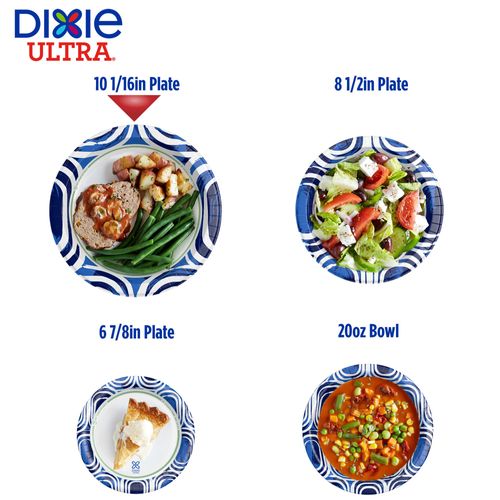 Dixie Ultra, Large Paper Plates, 10 Inch, 100 Count, 3X Stronger*, Heavy Duty, Microwave-Safe, Soak-Proof, Cut Resistant, Disposable Plates For Heavy, Messy Meals