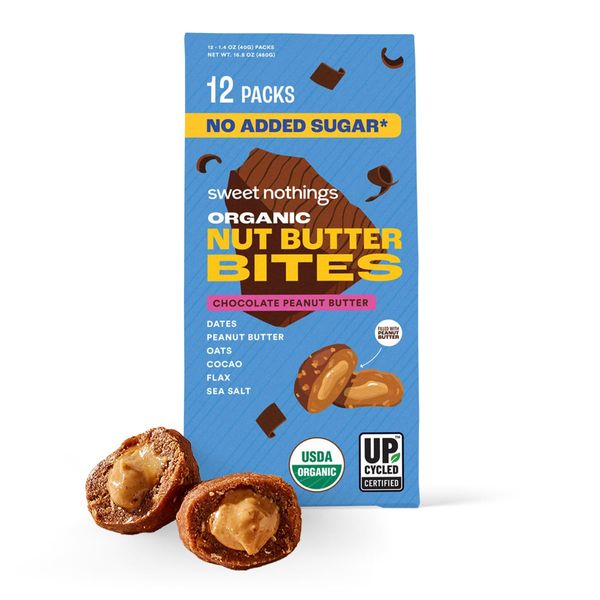 , Chocolate, USDA Organic Nut Butter Bites Protein Bar, Nut & Date Snack, Filled