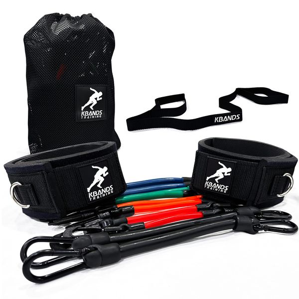 Kbands Cheer Bands (Cheer Resistance Bands, Stunt Strap, and Jump30 Digital Trainer Included) (L3 Advanced Strength - Blue, Green, and Red)