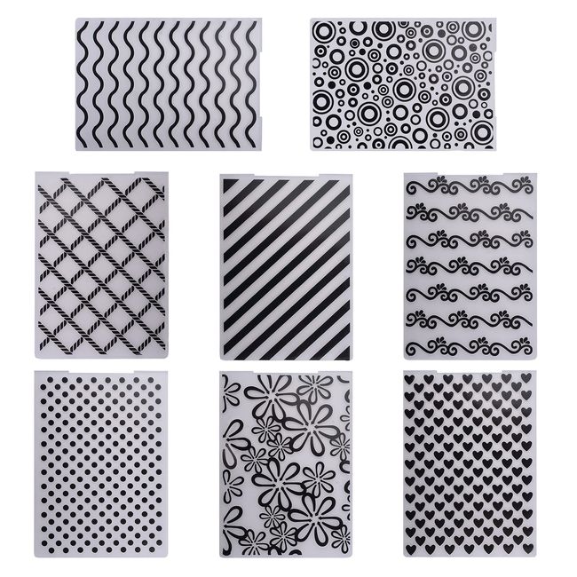 WANDIC 8pcs Embossing Folders, Plastic Embossed Template Craft Paper Card Scrapbooking Decorative Embossing Stencils Make DIY Crafts