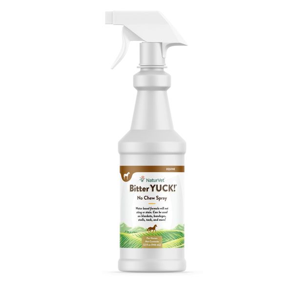 NaturVet Bitter Yuck No Chew Spray Horse Supplement – Helps Deter Chewing on Manes, Tails, Bandages, Wounds – No-Sting Water-Based Supplement for Horses – 32 Oz.