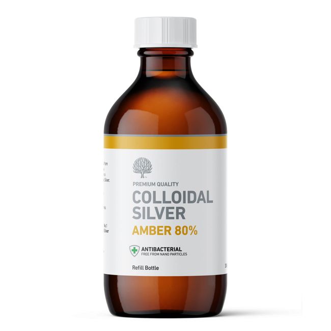 Nature's Greatest Secret Premium Quality Antibacterial Amber 80% Colloidal Silver Bottle 300ml