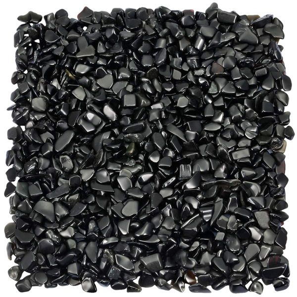 KYEYGWO Obsidian Tumbled Chips Crushed Natural Stone for Decoration, Crystal Quartz Gravel Garden Decorative Stones 1 Pound(460 Gram)