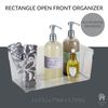 Simplify Rectangular Open Front Organizer Bin | Refrigerator Storage | Multi-Purpose | Handles | Bathroom | Desk | Cosmetics | Clear