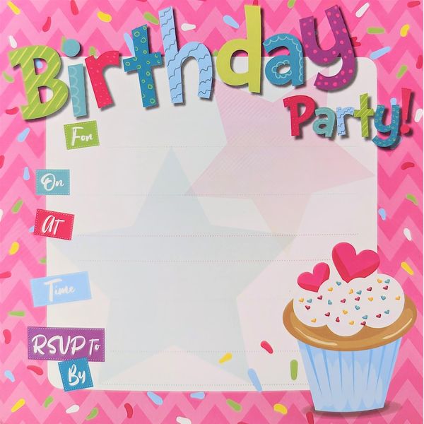 YLAB - 12 Birthday Girl Party Invites - Cupcake Invitations & Envelopes