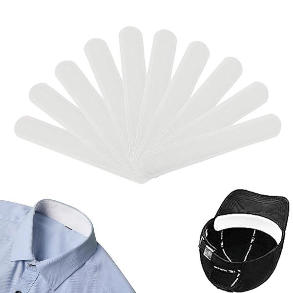 TOUFEIYUAN 30 Pcs Collar Sweat Pad, Disposable Portable Collar Sweat Protection Item, Taped Cap Sweat Wiping Hat Lining Sweat Pad, Unisex Self-Adherent Neckline Pad, Invisible Sweat-Absorbing Effect (Length 9.3 x Width 1.4 inches (23.5 cm) x Width 1.4 inc