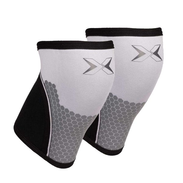 PICSIL Neoprene Cross Training Hex Tech Knee Pads, 5/7mm, Used by Weightlifting Champions, Additional Support, Unisex (L, 7mm white)