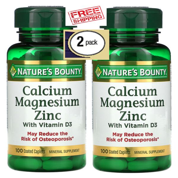 2 Pack Calcium Magnesium Zinc + Vitamin D3 200 Caplets Bone Muscle Immune Health