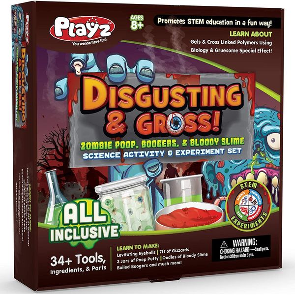 Playz Disgusting n' Gross Zombie Poop - DIY Stem Learning & Educational Science Kit for Kids Age 8 9 10 11 12 13+ Years Old with 34+ Experiment Tools - Kids Toys and Craft Activities for Boys & Girls