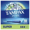 Tampax Pearl Plastic Tampons, Super Absorbency, Unscented, 18 Count - Pack of 12 (216 Total Count) (Packaging May Vary)