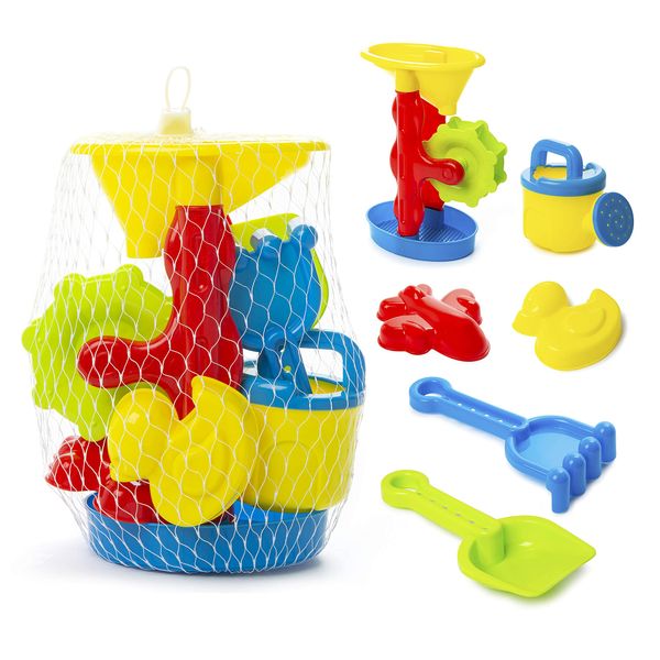 abeec Water Mill Beach Toy Set Beach Toys For Toddlers Age 1-5 - Sand Toys ; Set Includes Water Mill, Kids Watering Can, Bucket And Spade & more Sandpit Toys