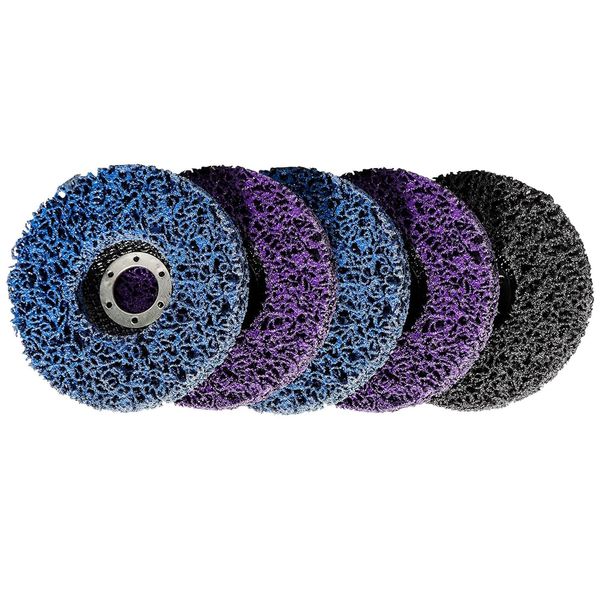 STEBRUAM Cleaning Polishing Discs 4.5 inches (115 mm) Set of 5 Rust Cleaning DIY Wood Paint Removal Grinding Metal Sander Paint Disc Grinder Polishing Pad Grinder (2 Pulls, 2 Pieces Purple, 1 Black )