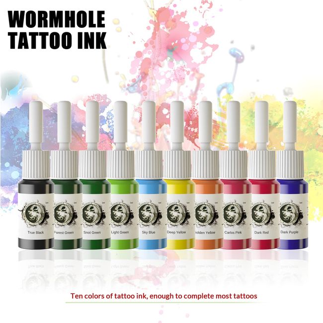 Wormhole Tattoo Pen Kit Tattoo Pen 8 Tattoo Ink 10 Needle Cartridges
